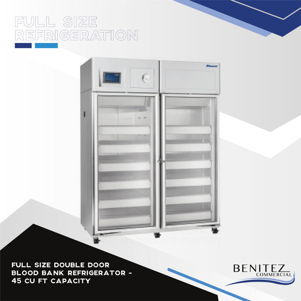 Full Size Double Door Blood Bank Refrigerator - 45 cu ft capacity
